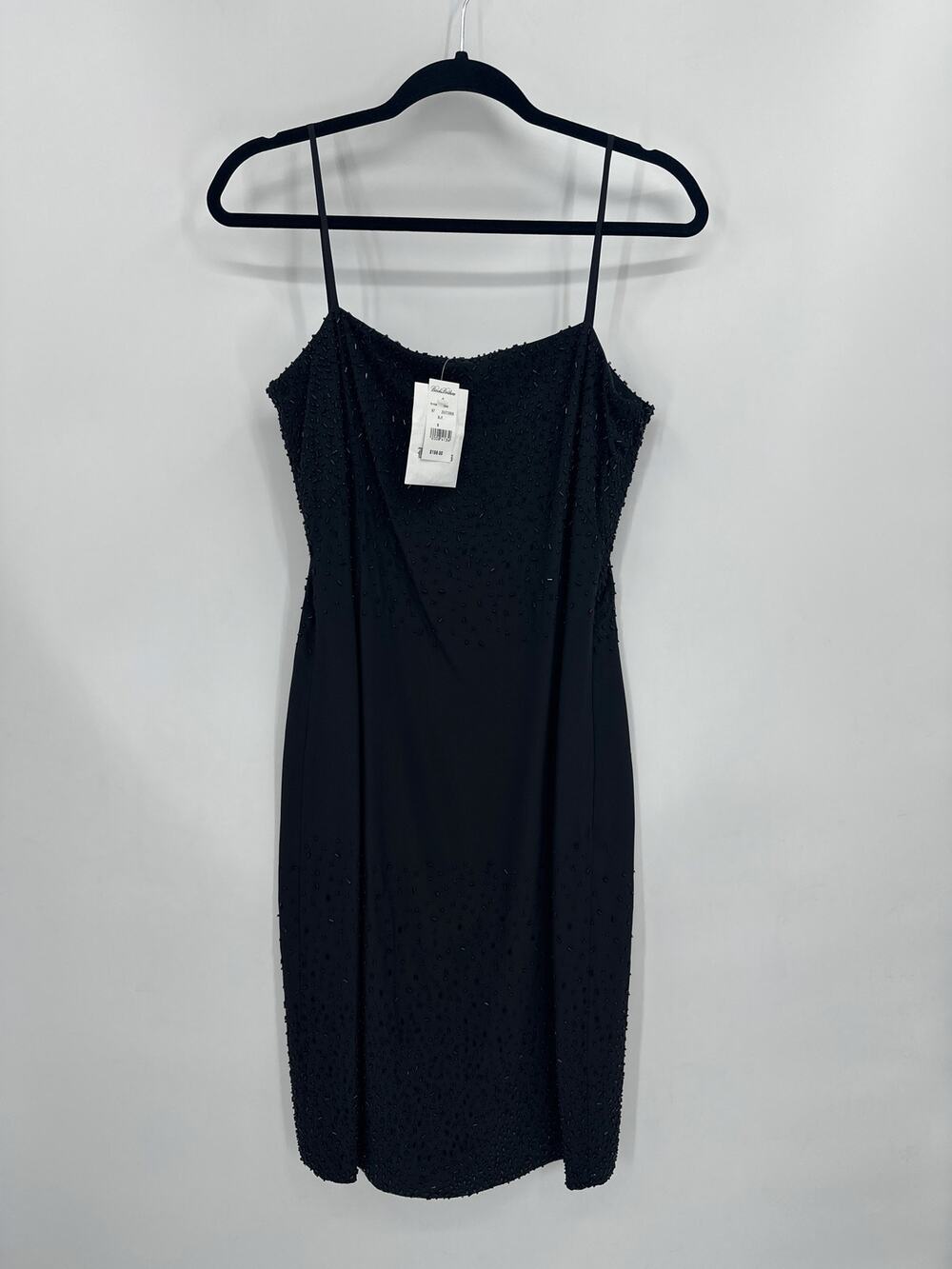 Vintage Brooks Brothers Black Silk Beaded Slip Dress Size 8 NWT